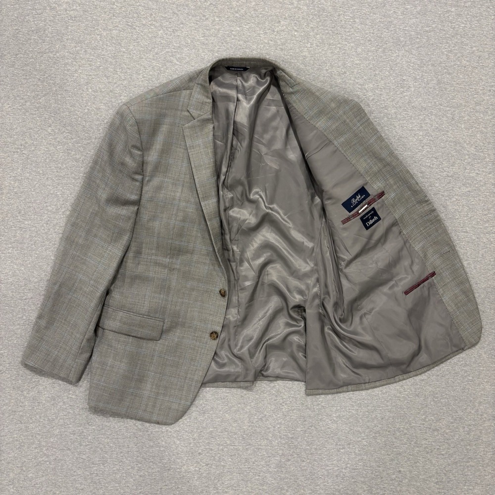Ralph Ralph Lauren Glen Check Blazer Mens Size 48R Gray Wool 2 Button Sport Coat